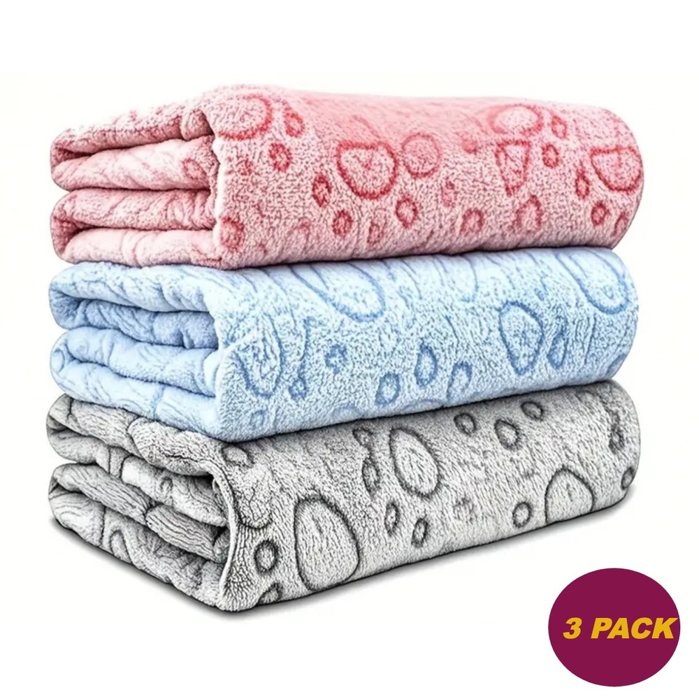 Warm Soft Premium‎ Fleece Flannel Pet Cat Dog Paw Blanket Mat SM MED 21"x30"